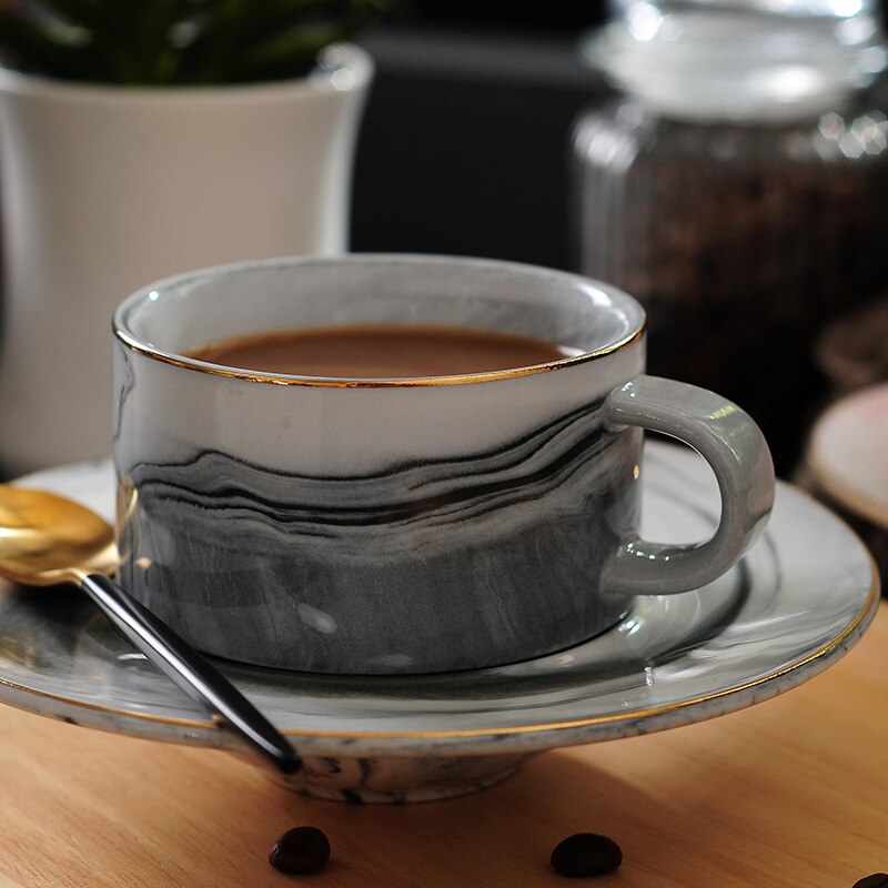 Nordic INS Golden Black Coffee Cup Ceramic Cup Dish Coffee Three-piece Office Tray Ceramic Cup
