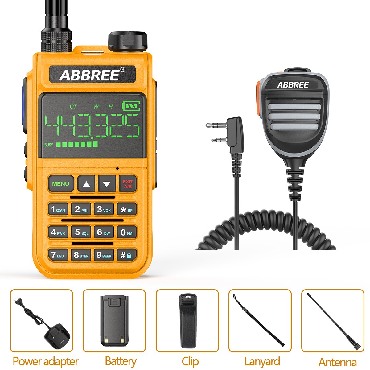 ABBREE-walkie-talkie de banda aérea AR-518, Radio de 2 vías con pantalla integrada, frecuencia de copia inalámbrica de 108 &quot;, 660-1,77 MHz