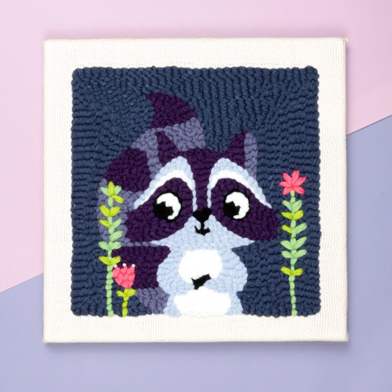 DIY Handmade Cartoon Embroidery Embroidery Punching Needle Set with Embroidery Thread and Hoop