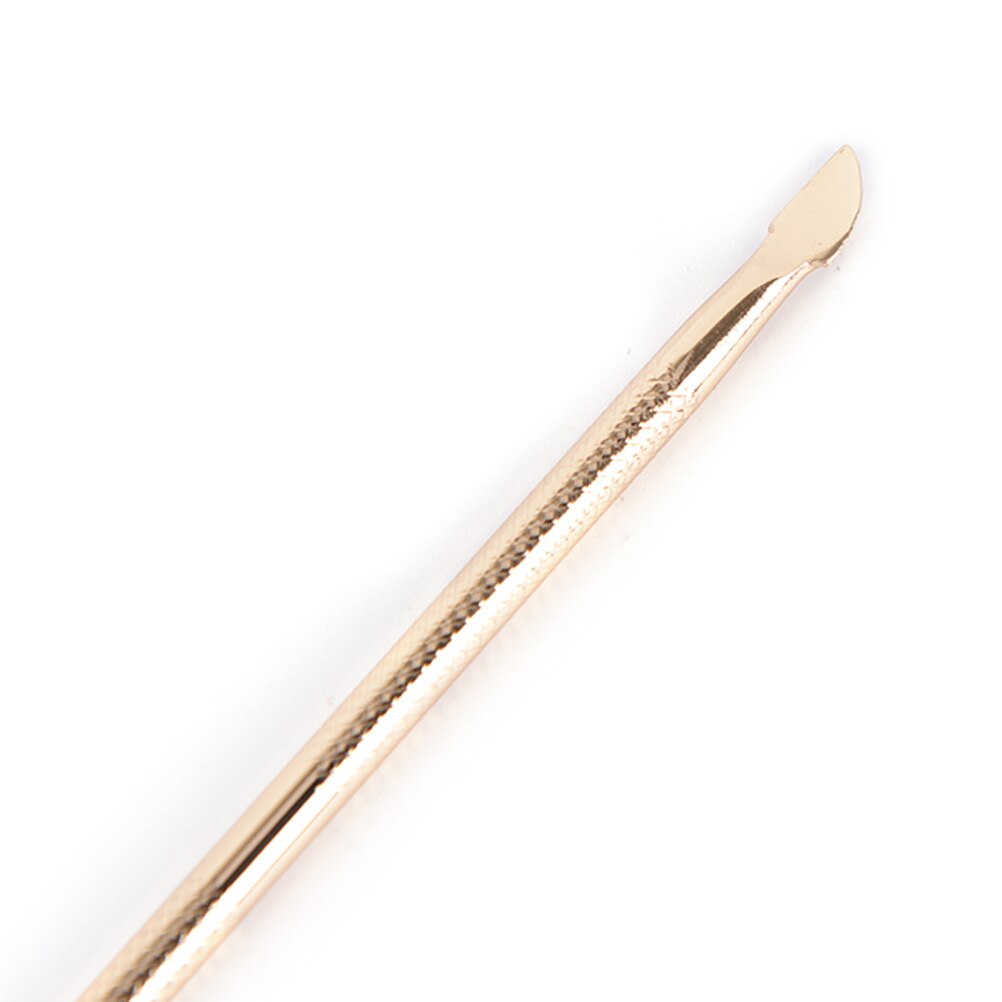 1pc rustfrit stål neglebånd pusher trimmer remover pedicure negle art værktøjer dual-end pusher guld farve