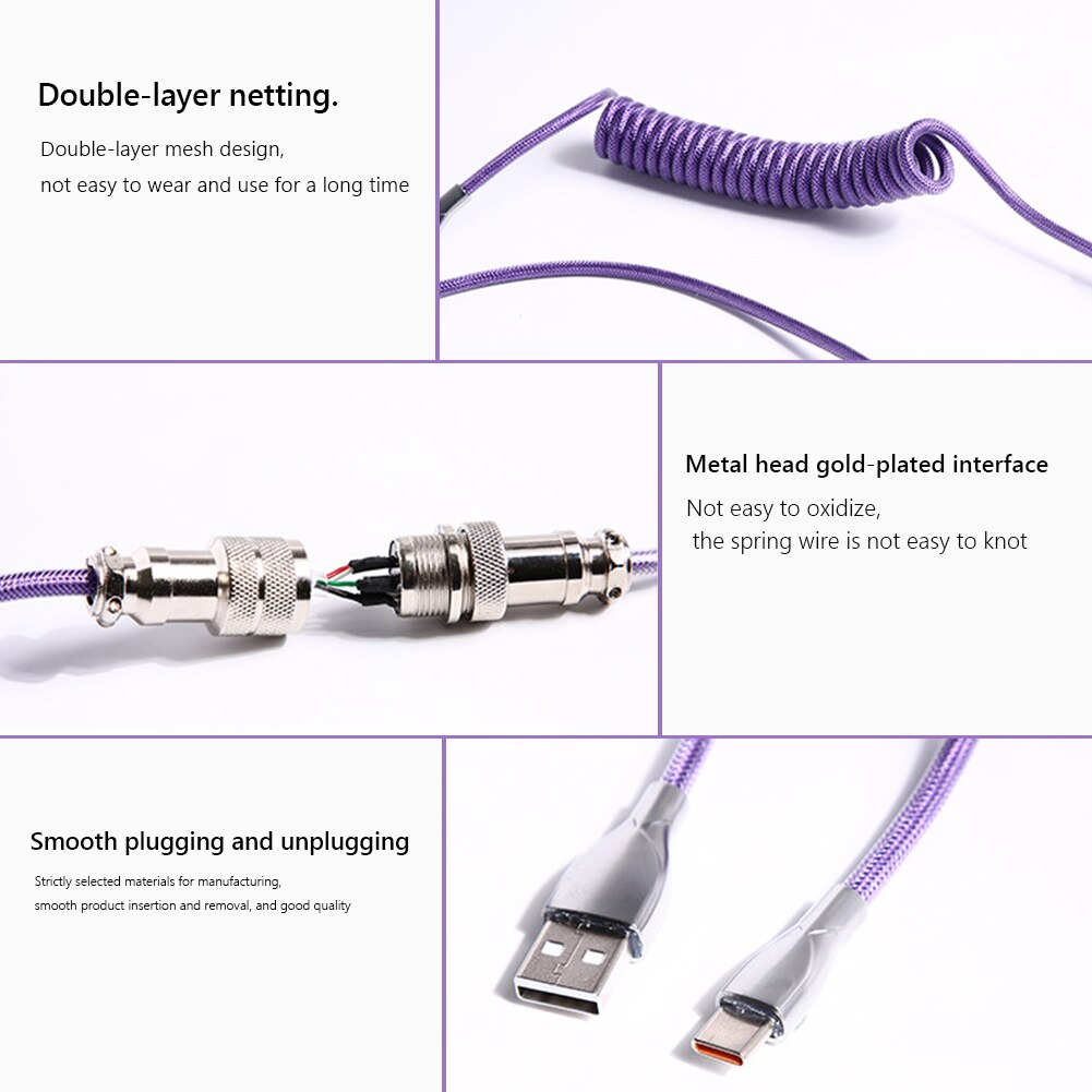Klawiatura mechaniczna 3M dedykowany kabel Aviator type-c na USB złącze lotnicze przewód sprężynowy kabel danych do ładowania zestaw akcesoriów