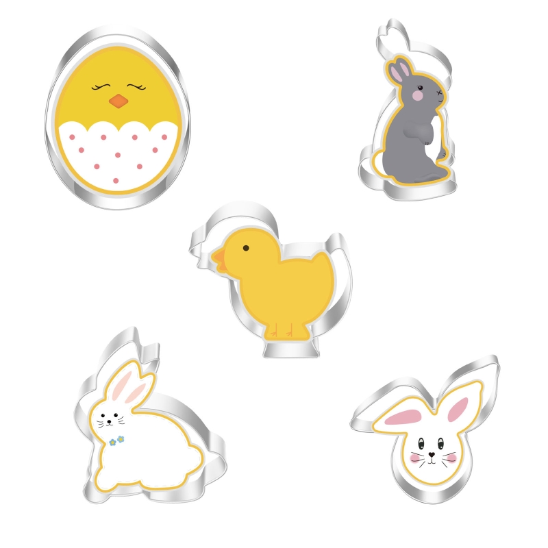 11 Pack Easter Cookie Cutters Set Egg Rabbit Bunny Hare Chicken Butterfly Carrot Fondant Biscuit Cutters Stainless Steel B03E: Type B