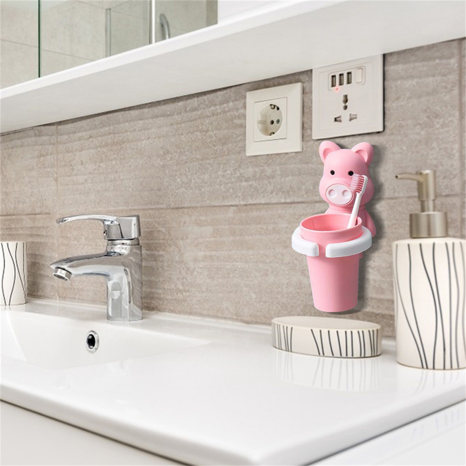 Porte-brosse à dents avec tasse, étagère murale Durable et résistante aux chutes, porte-gobelet pour bain de bouche, accessoires de salle de bains
