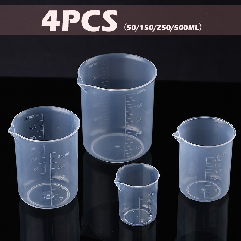 4Pcs Reusable 50-500ml Liquid Measuring Cup Jug Plastic Graduated Surface Container Cup Kitchen Tool Measuring Jugs