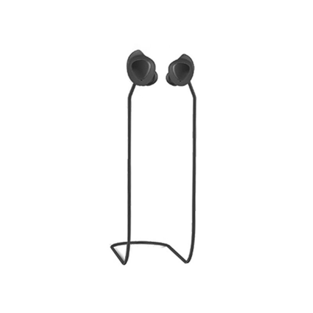 Voor Samsung Galaxy Knoppen Anti-Kras Siliconen Band Headset Transpiratie Oortelefoon Knoppen Opknoping Nek Touw Met Microfoon: Black