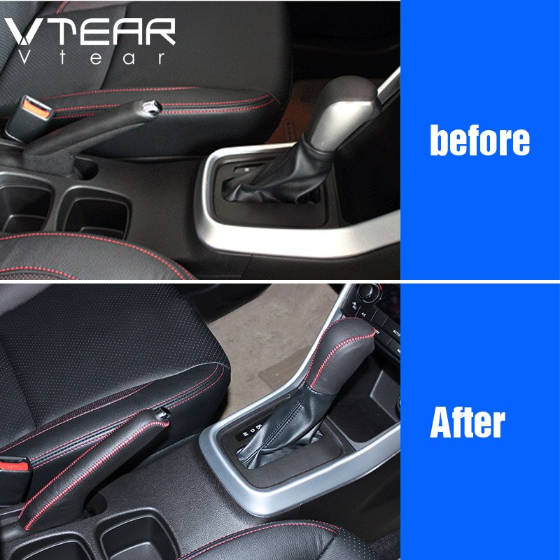Vtear til suzuki ignis gearskifte kraver cover læder hoved knop greb covers håndbremse kuffert tilbehør bil-styling dekoration