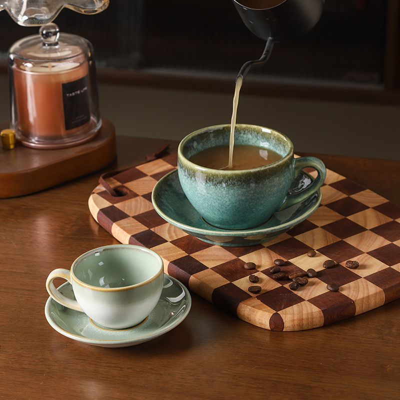 Ceramiczny zestaw filiżanek i talerzy robić kawy w stylu retro, kreatywne, chińskie filiżanki śniadaniowe, popołudniowa herbata, naczynia robić picia