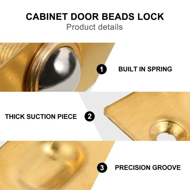 Adjustable Cabinet Closet Door Drive-in Large Ball Catch Stainless Steel Door Bumper Rust-proof And Toughness: Gold