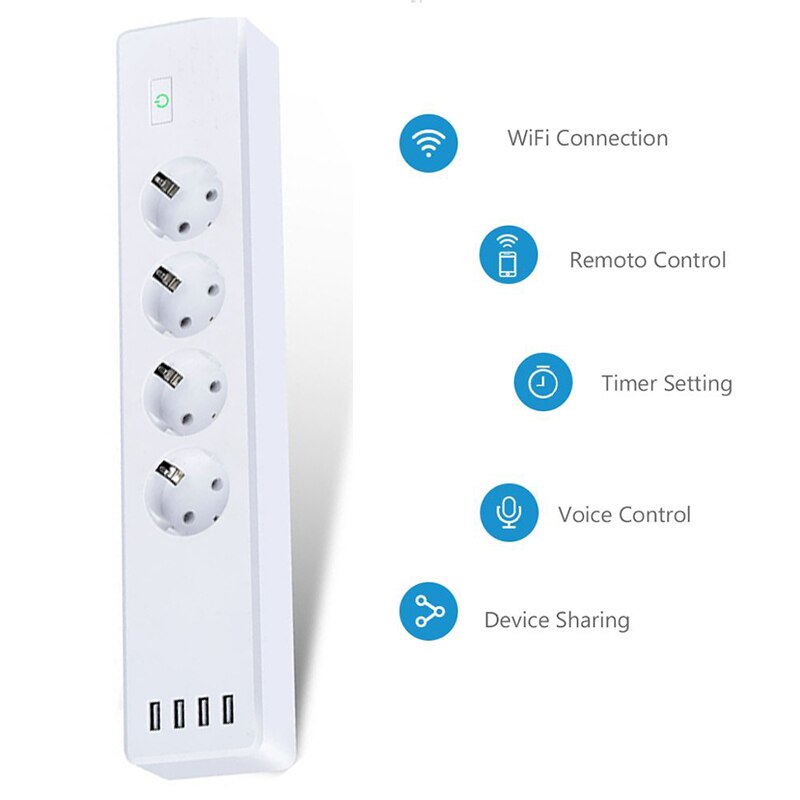 Multiple Socket With USB EU Smart Power Strip Home Wireless Remote Control Work With Tuya Smartlife Alexa Google Home