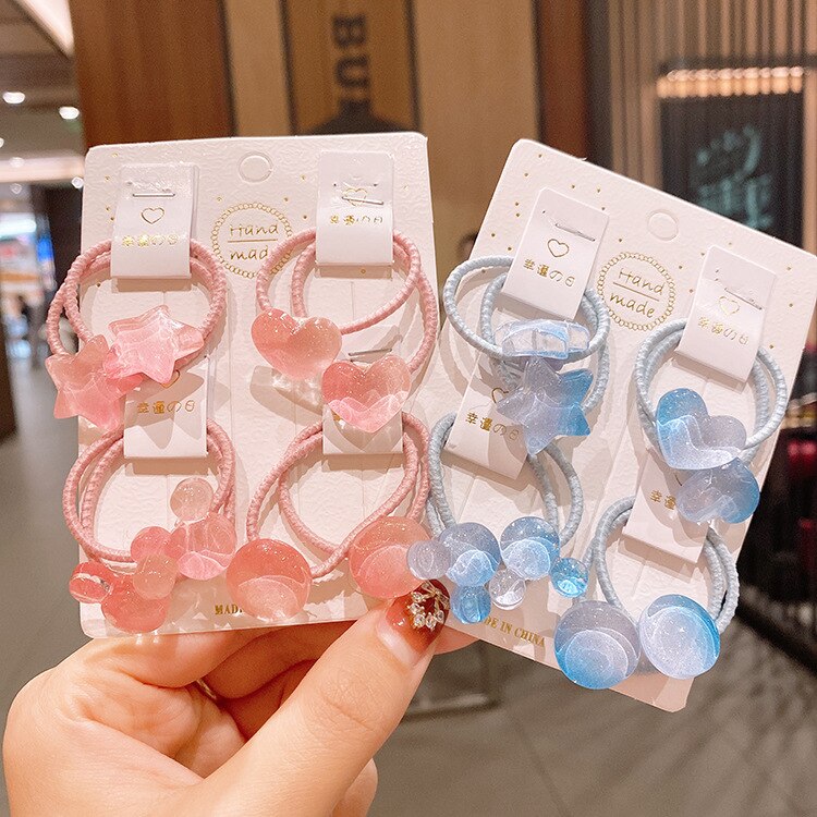 Children Hair Band Transparent Jelly Color Love Five-pointed Star Hair Band Girls for Tying Hair Hairband Headband Baby Hair Acc