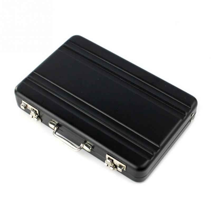 Brand Metal Business ID Credit Card Holder Mini Suitcase Business Bank Card Name Card Holder Box Case Organizer: Black