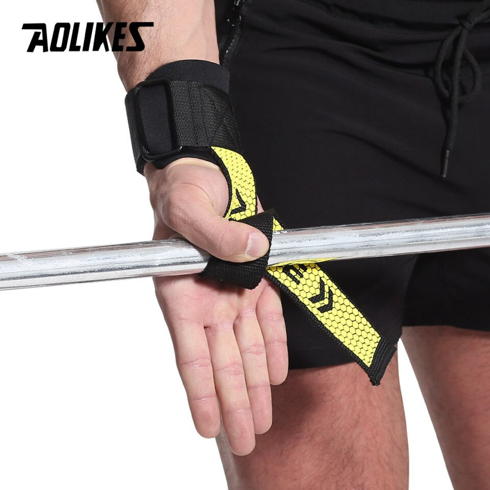 Aolikes 2 stk vægtløftning håndpude håndled wraps stropper handsker mænd gym støtte løftegreb bælte træning fitness vægt bodybuil