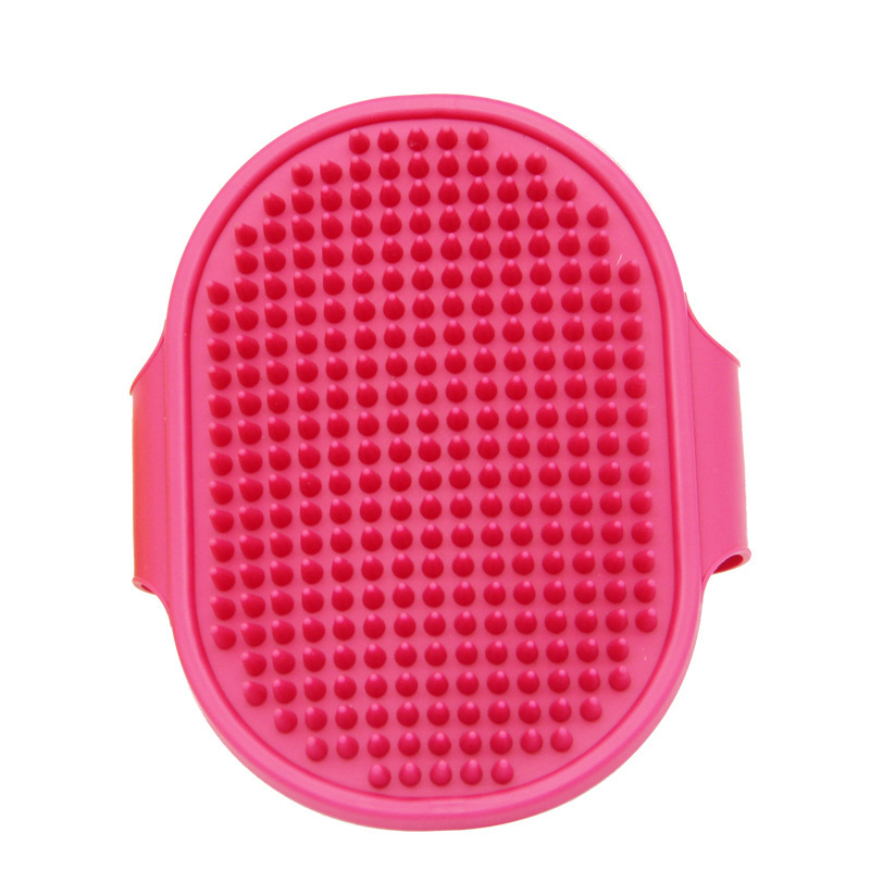 Soft Rubber Dog Brush Comb Cat Bath Brush Rubber Glove Hair Fur Grooming Massage Brush For Dog Cats 12.3*9.7cm dog grooming: Fushia