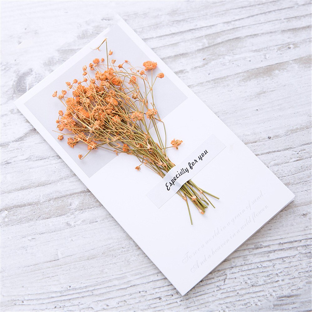 5pcs Retro Dry Flower Letter Papers Envelope Wedding Invitation Card Paper Handmade Greeting Card Letter Writing Paper: orange