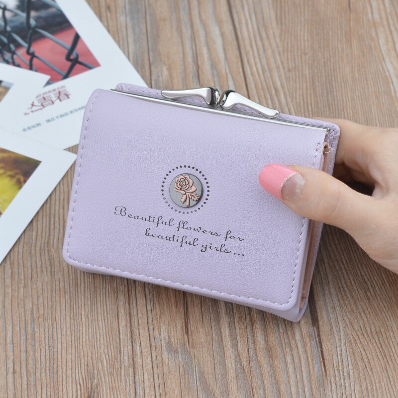 Portefeuille femme porte monnaie femme pochette femme Mini portefeuille court en polyuréthane petit porte monnaie pour femme portefeuilles femme: VIOLET