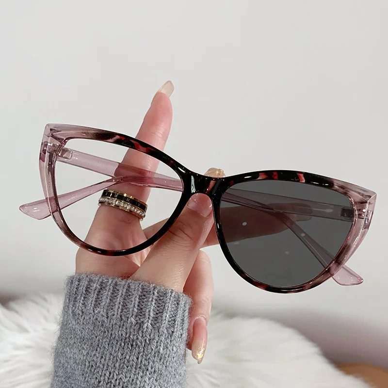 Gafas fotocromáticas antiluz azul para hombre y mujer, Gafas de sol con forma de ojo de gato, luz azul descolorida, Gafas de sol que cambian de Color transparente: Transparente