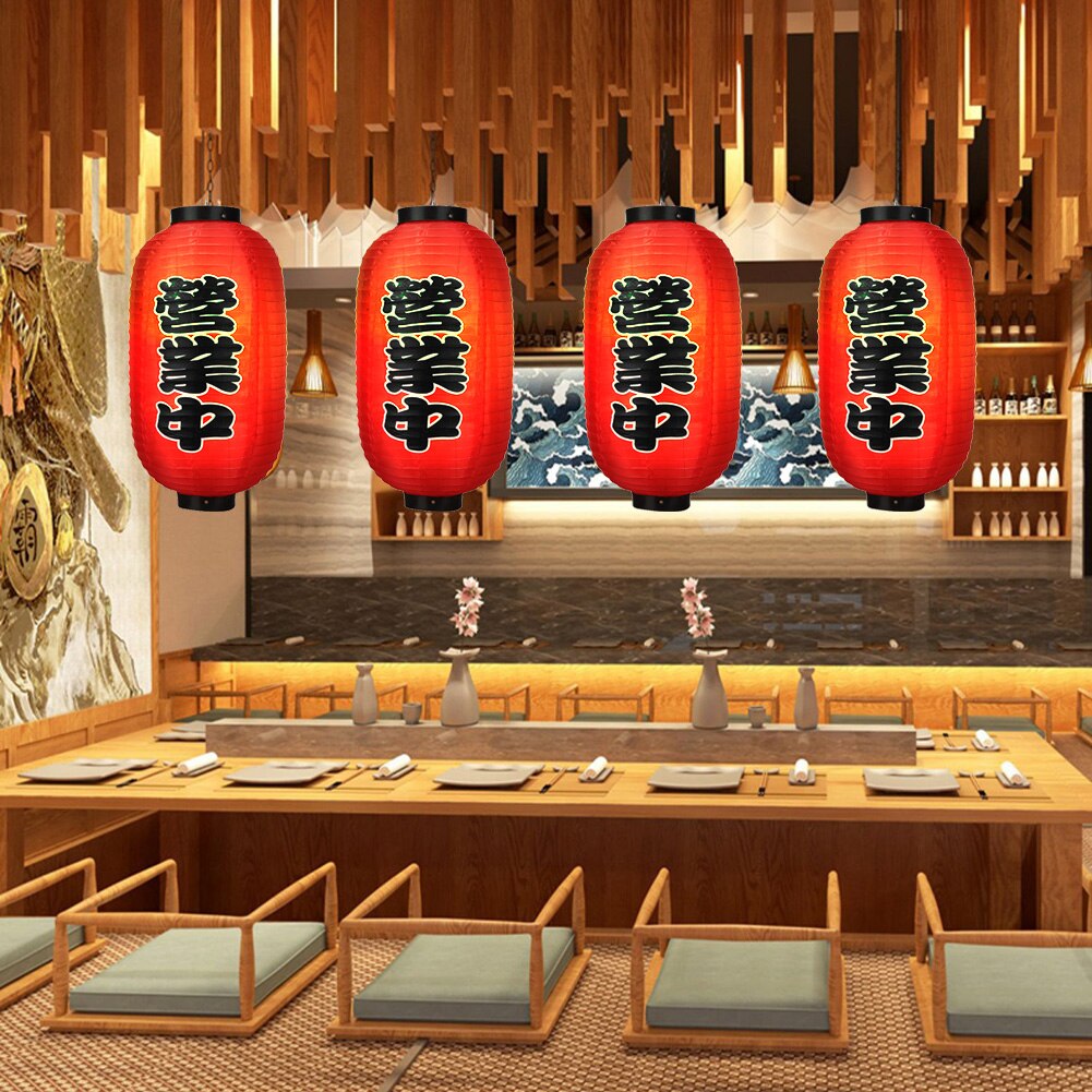 10inch Japanese Lantern LED Light Waterproof Festival Lanterns Restaurant Sign Daily Durability Chochin Pub Cloth Lantern Decor