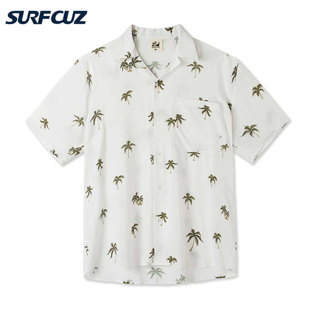 Surfcuz Hawaiian Shirt Voor Man Strand Top Gedrukt Shirts Mouw Surfen Badmode Trendy Zomer Anti-Non-stick Shirts