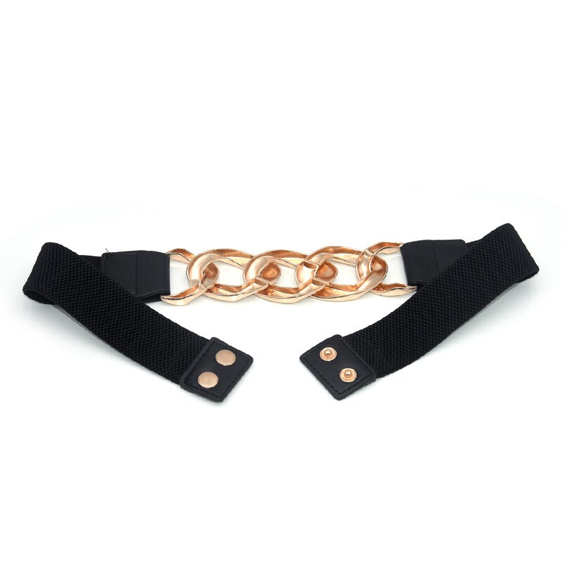 Gold Color Chain Buckle Waist Belt for Dress ElasticWide Ladies Belt All-match Coat Sweater Women Belt Waistband