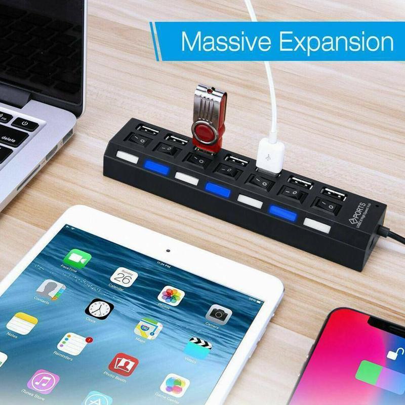 7 Port High Speed Hub Usb 2.0 Hub Usb Splitter Expander Pc Schakelaar Gebruik Adapter 2.0 Power Usb Hub Adapter charger Ergonomische
