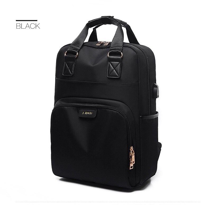 Laamei waterdichte laptoprugzak, damesrugzak, 13-15.6 inch rugzak, damesrugzak, oxford doek, zwart: Zwart / 14 inch