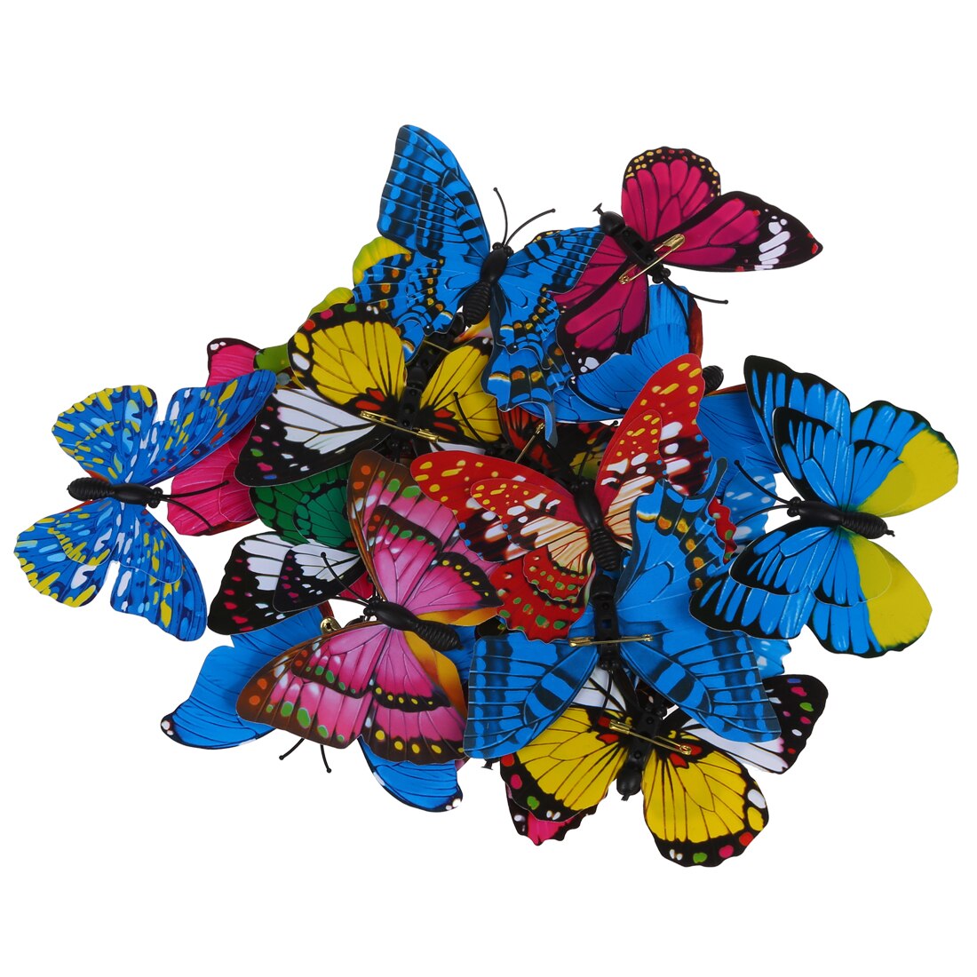 20 stk 7cm 3d kunstig sommerfuglestift klip dobbelt vinge til hjemmet jul bryllupsdekoration, farver tilfældigt send