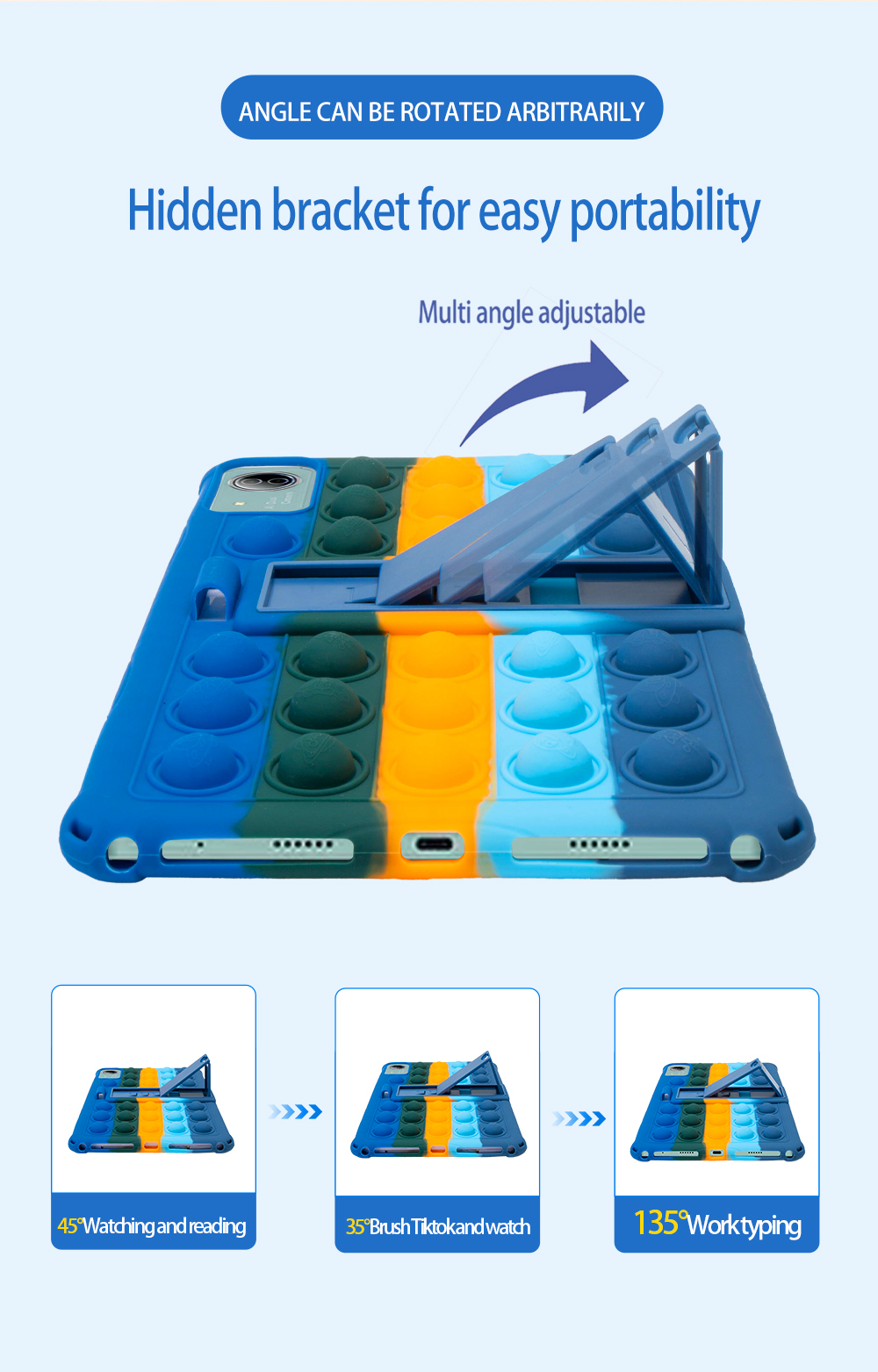 Para Teclast T60 Plus T60AI funda para tableta de 12 pulgadas funda con soporte Ajustable funda de silicona suave con burbujas