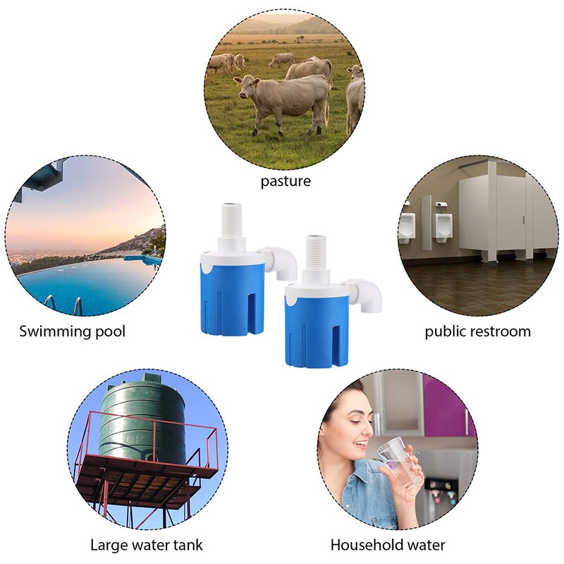 2 Pack 1/2 Inch Water Float Valve Inlet Float Valve, Water Level Adjustment Tank Float Valve