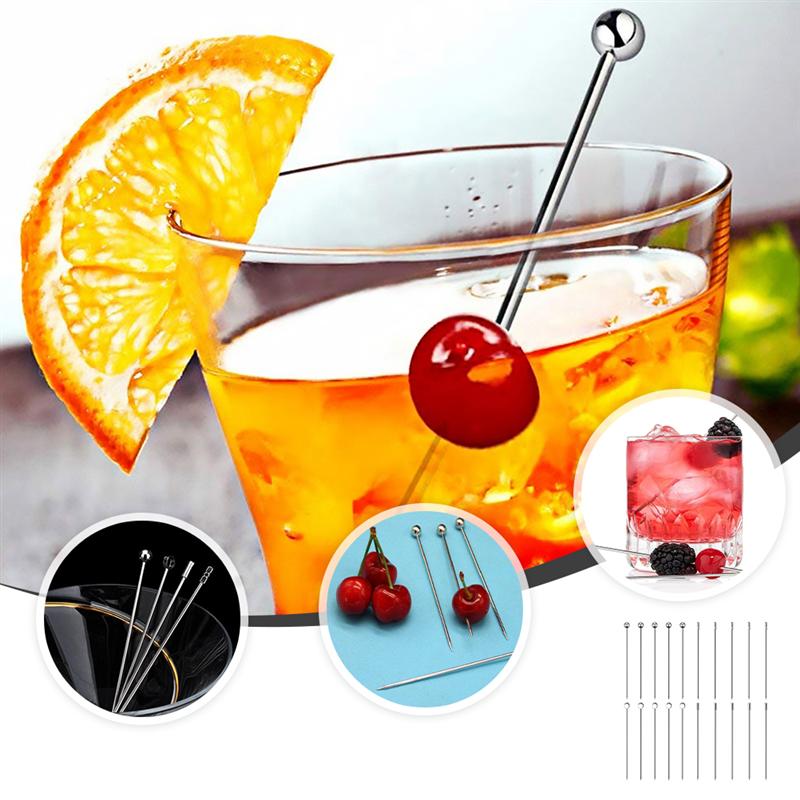 20Pcs Rvs Cocktail Picks Fruit Sticks Drinken Roeren Sticks Tandenstokers Wedding Party Bar Supplies