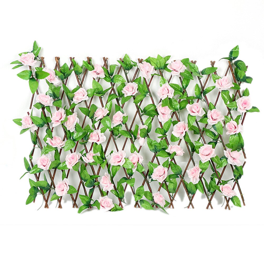 Houten Hedge Met Kunstbloemen Bladeren Tuin Decoratie Screening Uitbreiden Latwerk Privacy Screen Intrekbare Hek: M Pink