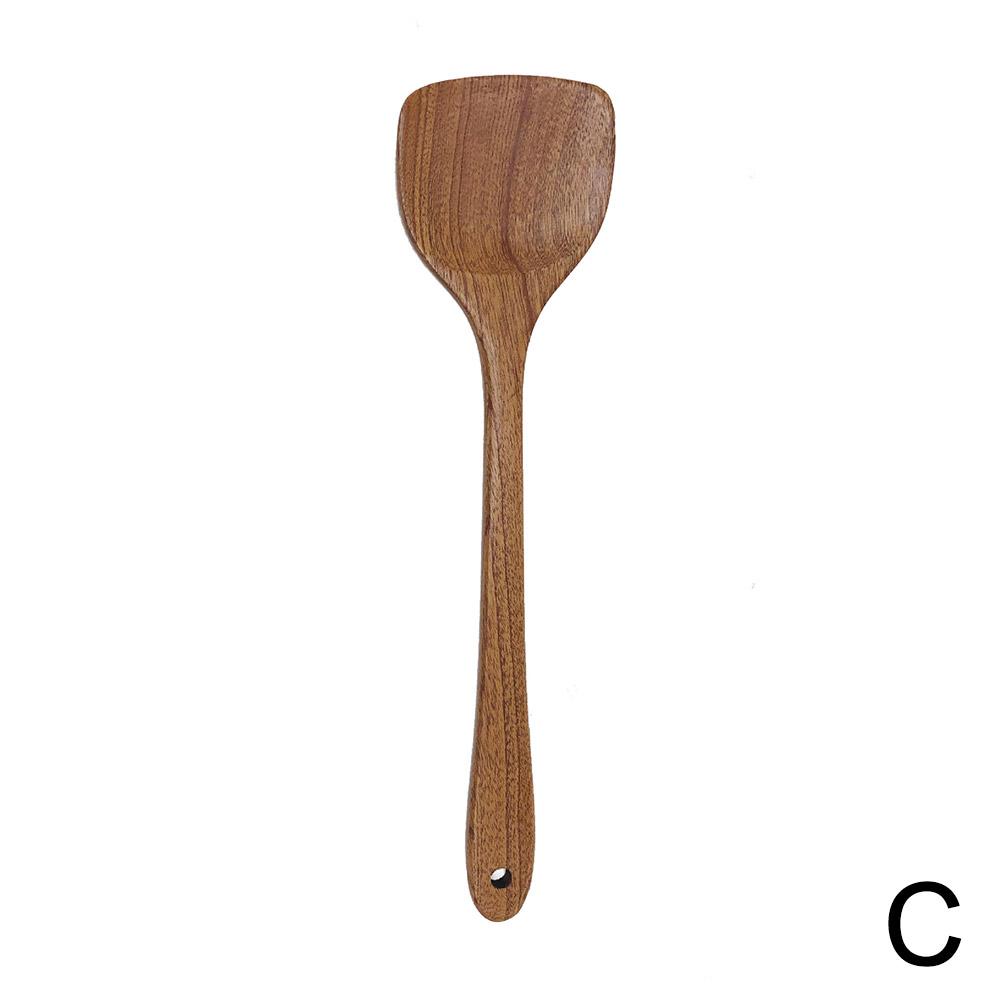Utensilios de cocina, espátula de ébano, cuchara, sartén antiadherente, pala especial para freír, espátula de madera resistente a altas temperaturas: Rojo
