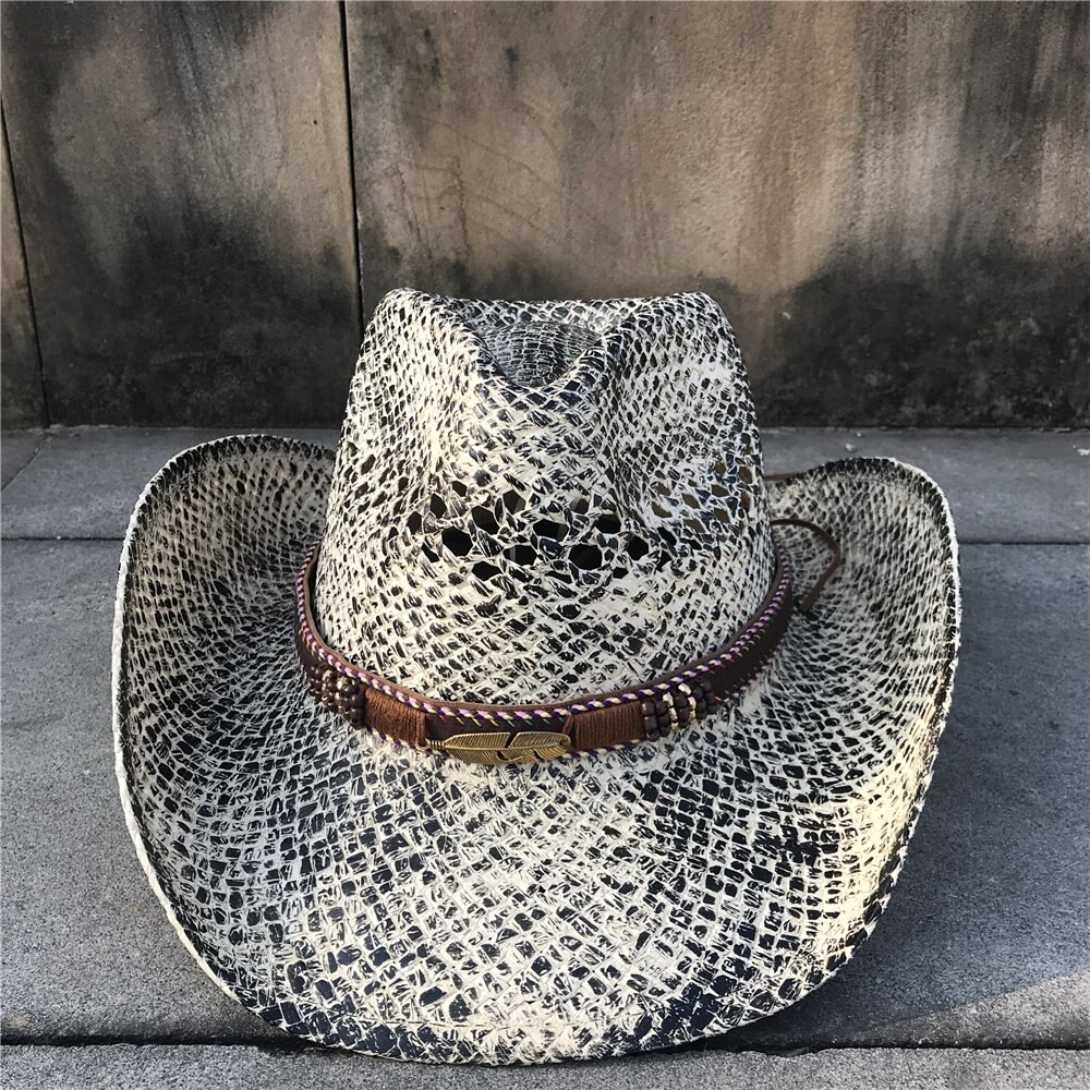 Sommer kvinder halmhul vestlig cowboyhue dame sombrero hombre hat fascinerende kvast sunbonnet cowgirl solhat: Hvid hep