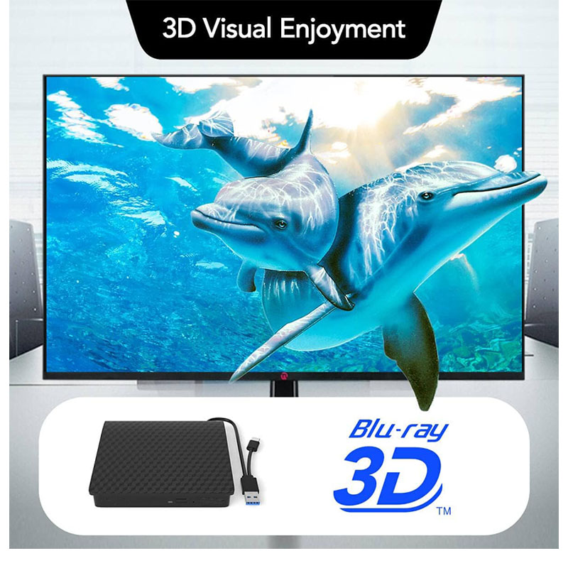 Extern Blu Ray-schijf voor laptop PC CD DVD Lezen/schrijven Speler Draagbare 3D Blu Ray-schijf Compatibel met Windows Linux Mac OS