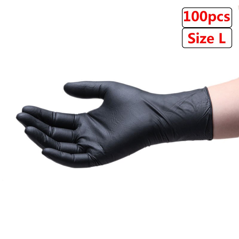 100 pièces noir gants jetables Latex vaisselle cuisine travail médical jardin gants universel pour gauche et droite