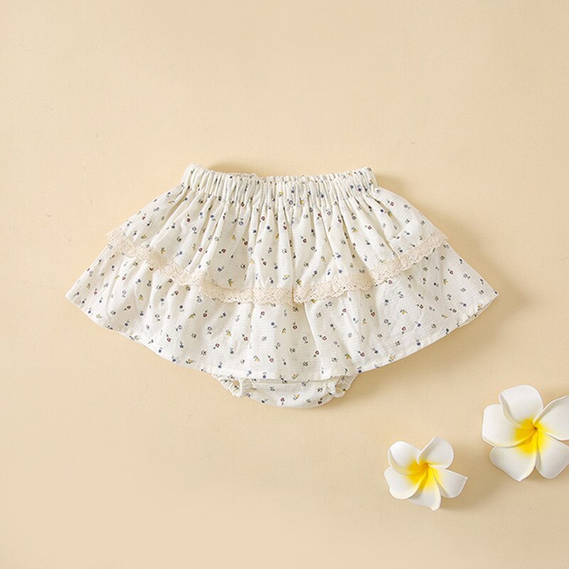 2227a Koreaanse Meisje Rok 2022 Zomer Baby Bloemen Rok Lotusblad Kant Brood Broek Bloemen Taart Rok Leuke Lantaarn shorts