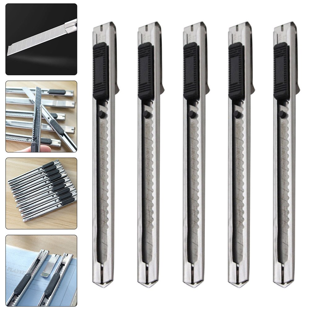 5pcs Small Retractable Utility Cutters Cardboard Cutters Safety Box Cutters