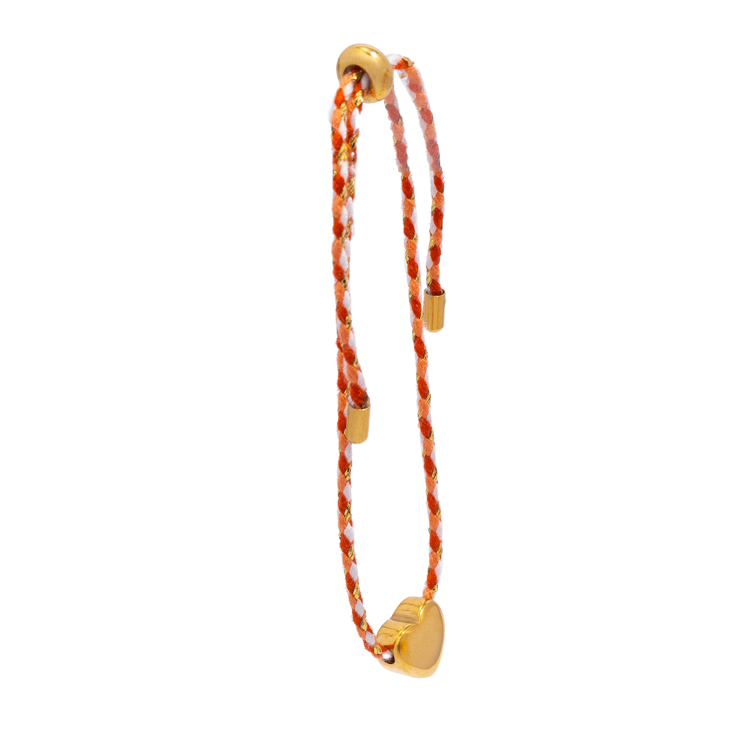 Pulsera de cuerda tejida colorida: dije en forma de corazón de acero inoxidable pulido chapado en oro de 18 quilates, joyería diaria minimalista para niñas: Rojo