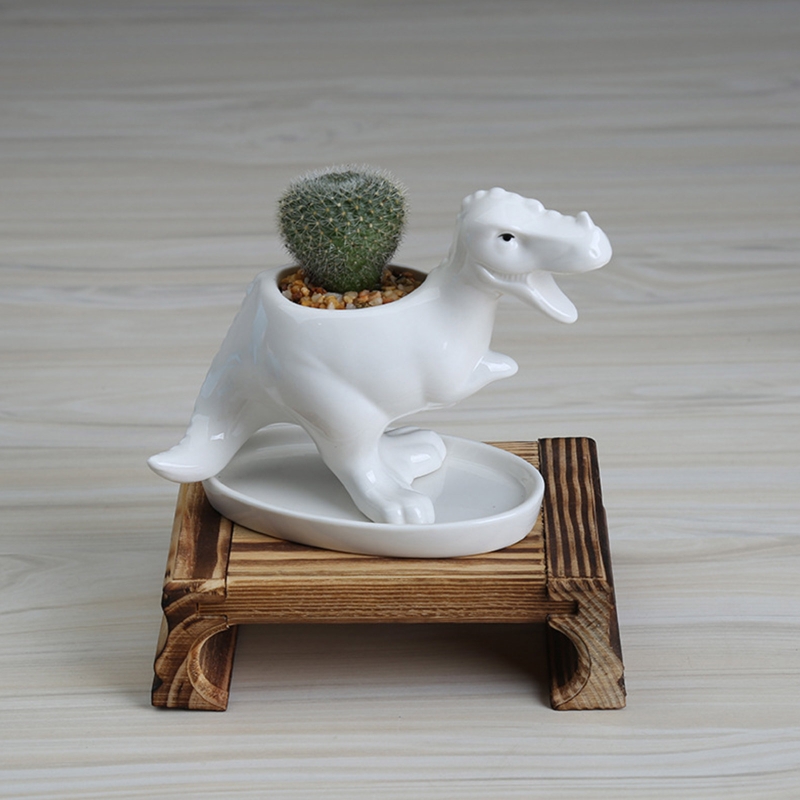 Śliczne dinozaur doniczka na sukulenty garnek z drenażu tacy ceramiczne kaktus pojemnik na kwiaty zwierząt bonsai uchwyt na rośliny doniczkowe