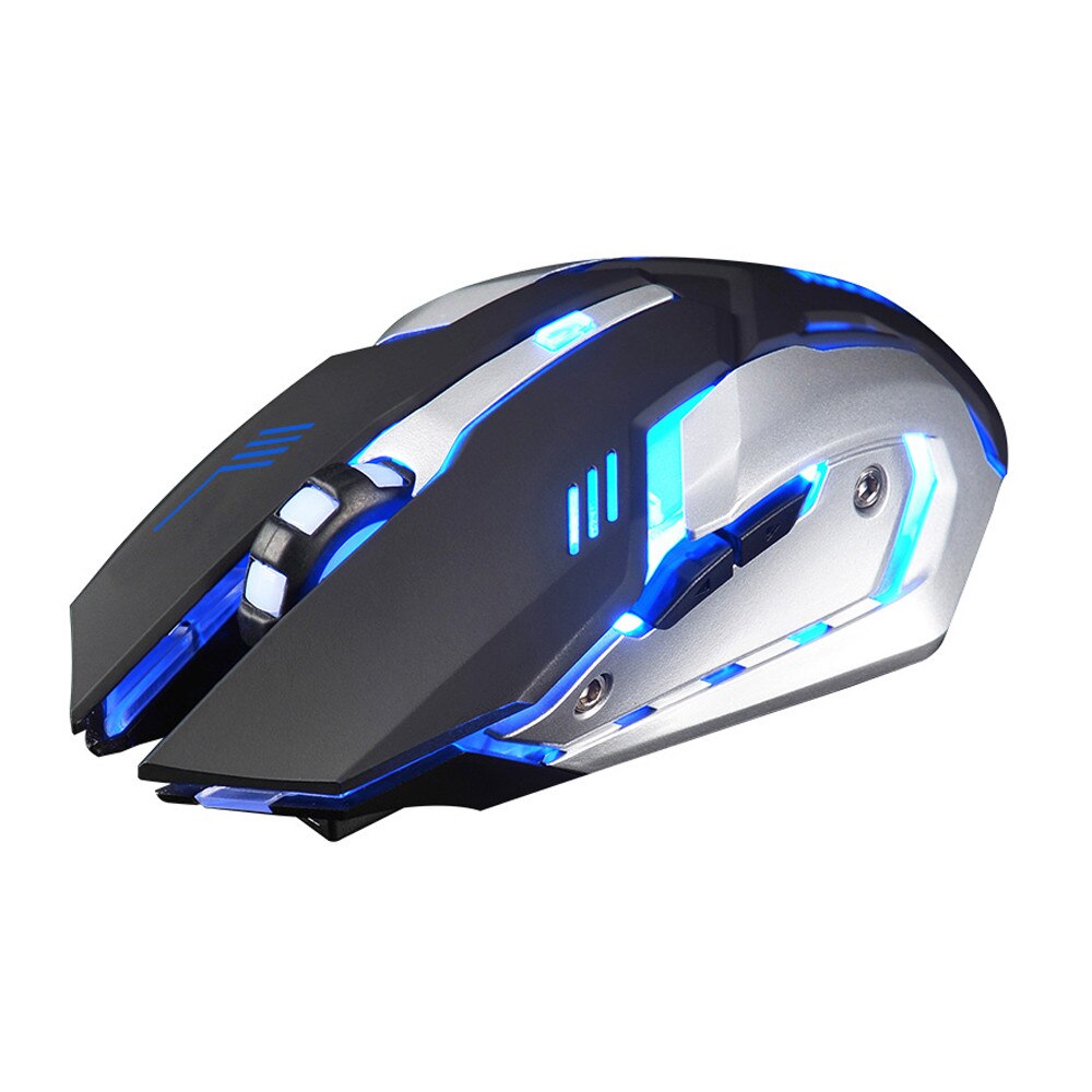Mouse Ergonomic Gaming Rechargeable X7 Optical Wireless Mouse Silent LED Backlit USB 20A: black