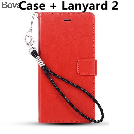 Honor 4C card holder cover case for Huawei Honor 4C leather phone case ultra thin wallet flip cover: Red Lanyard 2