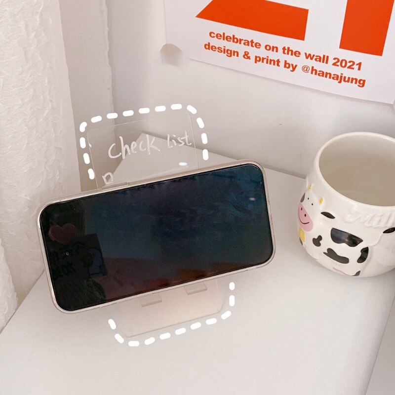 Transparent Acrylic Erasable Message Board 2 in 1 Multifunctional Phone Holder Writingboard Office School Stationery