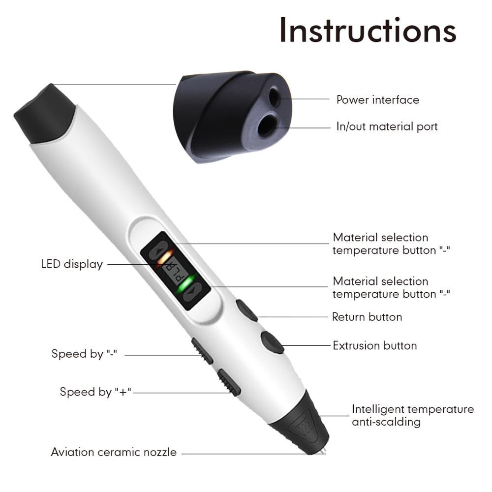 Enotepad-Galaxy SL-300A 3Dprinting Pen Ondersteuning 1.75Mm Pla/Pcl Filament Diy Tekening Potlood 1-8 digitale Geëxtrudeerd Support5V 2A