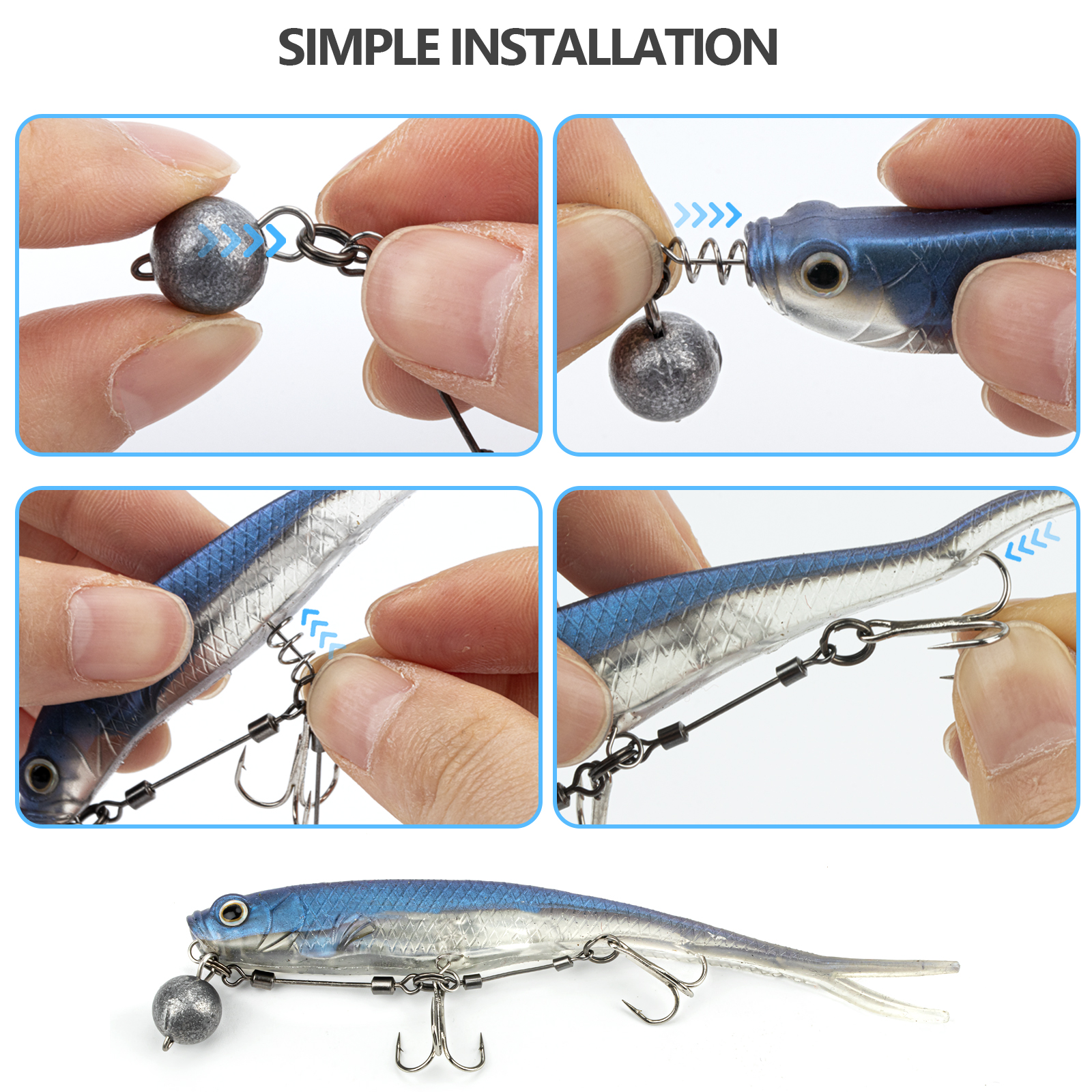 THKFISH Pike Stinger Rig anzuelos triples S M L anzuelo de pesca con tornillo de múltiples depósitos con conector de clavija de peso de plomo para Swimbait