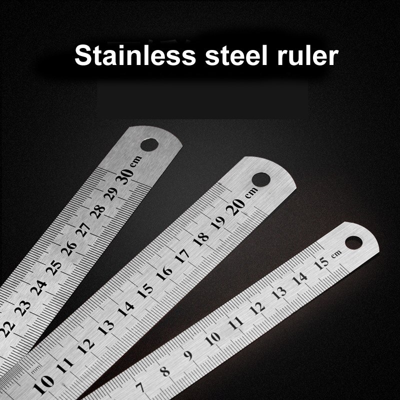 15/20/30cm Metric Ruler Metal Ruler Precision Measuring Tool Double Sided Office Stationery Sewing Tool Accessory