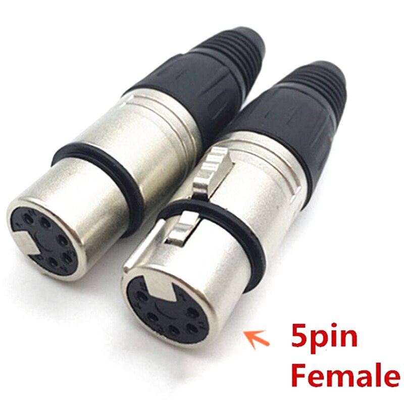 Male & Female 3-Pin 4-Pin 5-Pin XLR Microphone Audio Cable Plug Connectors Cannon Cable Terminals: 5pin female