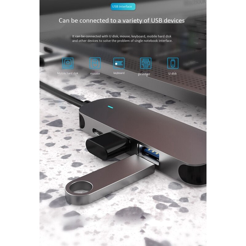 Type-C to HDMI/PD Docking Station 4-In-1 Multi-Function Converter Type Chub Docking Station