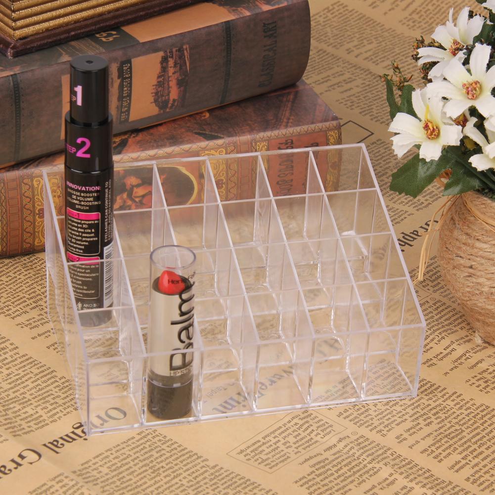 Estuche de acrílico transparente para 24 cosméticos, expositor de esmalte de uñas, estante vacío, organizador de joyas y cosméticos