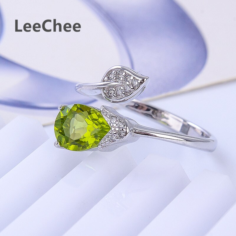 100% peridoto Naturale anello di cristallo verde della pietra preziosa di colore 6*8 millimetri resizable regalo di compleanno Reale 925 Argento Sterlina del Solido gioielli