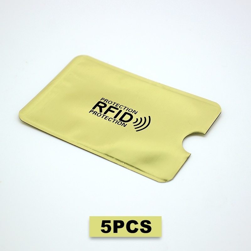 5 adet taşınabilir Anti RFID kredi kart tutucu banka kimlik kartı kapak tutucu kimlik koruyucu kılıf iş kart tutucu F094: yellow gold