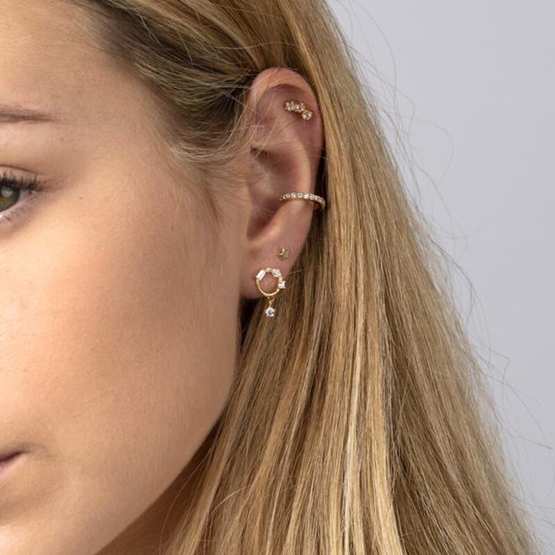 ROXI Neue Mond und Stern Ohrringe 925 Sterling Kristall Zirkon Kleine Stud Ohrringe für Frauen Brincos Delicate Koreanischen Ohrringe